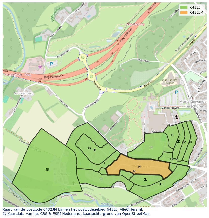 Afbeelding van het postcodegebied 6432 JM op de kaart.