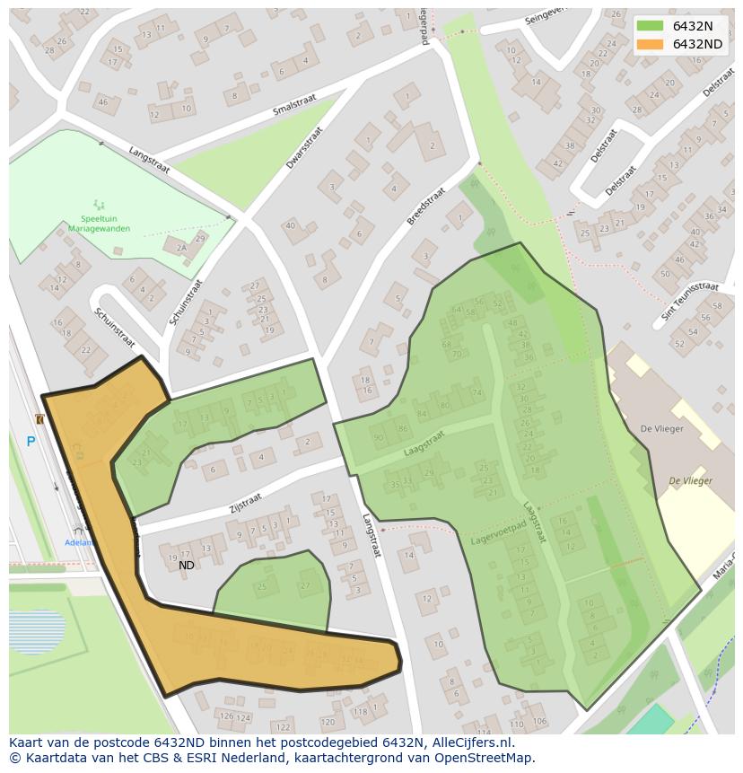 Afbeelding van het postcodegebied 6432 ND op de kaart.