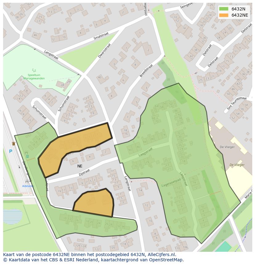 Afbeelding van het postcodegebied 6432 NE op de kaart.