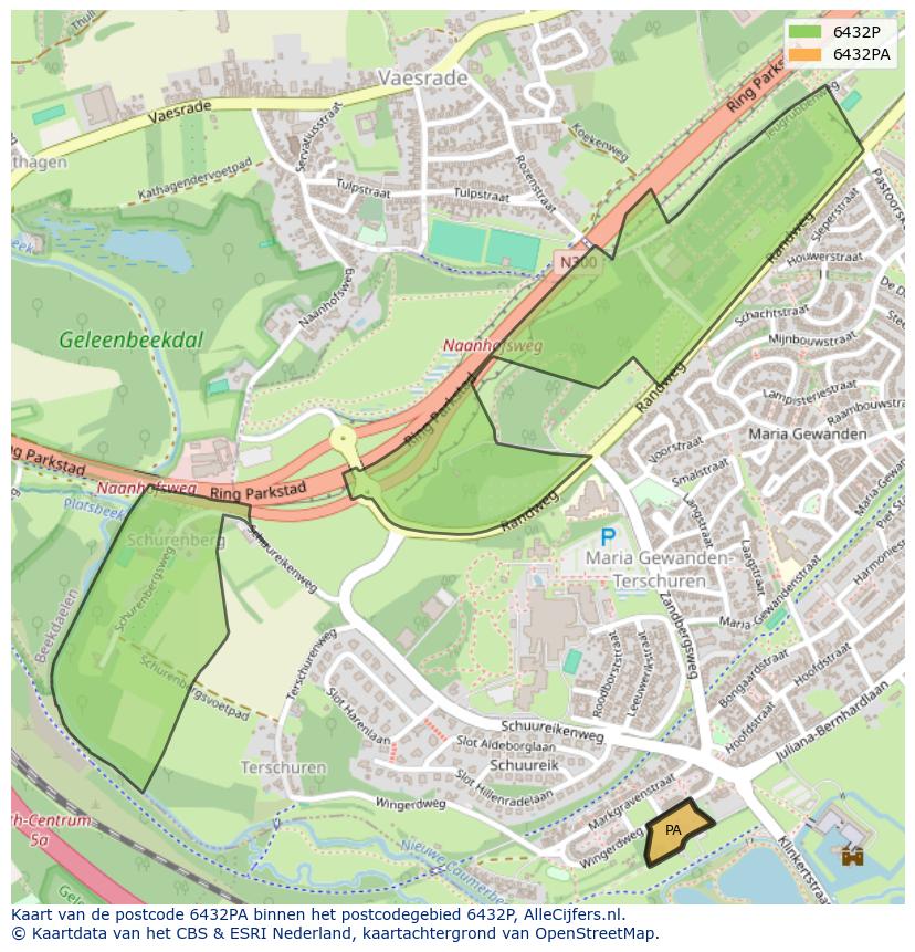 Afbeelding van het postcodegebied 6432 PA op de kaart.