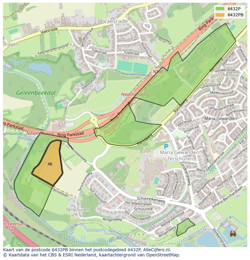 Afbeelding van het postcodegebied 6432 PB op de kaart.