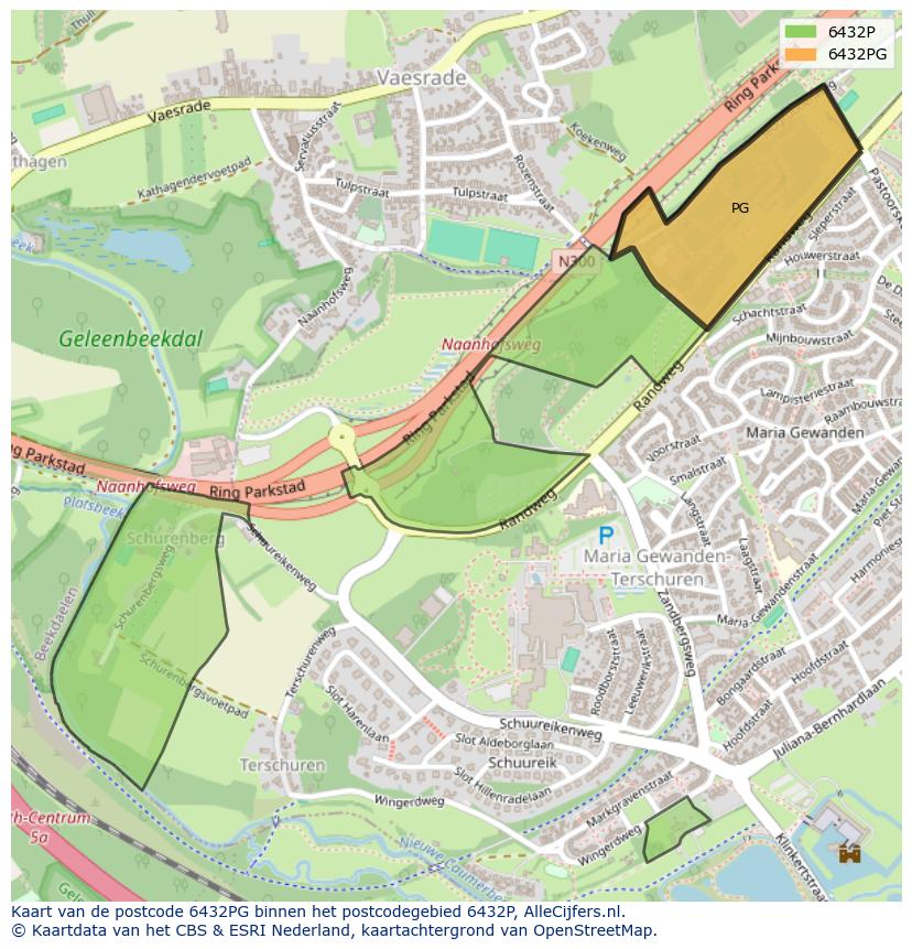 Afbeelding van het postcodegebied 6432 PG op de kaart.