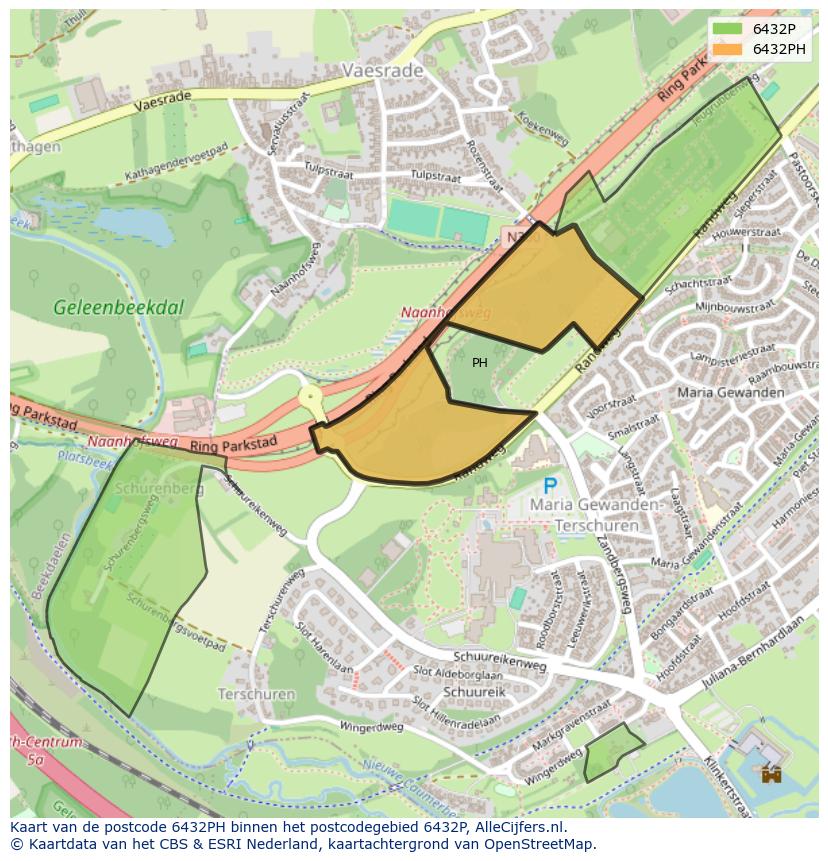 Afbeelding van het postcodegebied 6432 PH op de kaart.