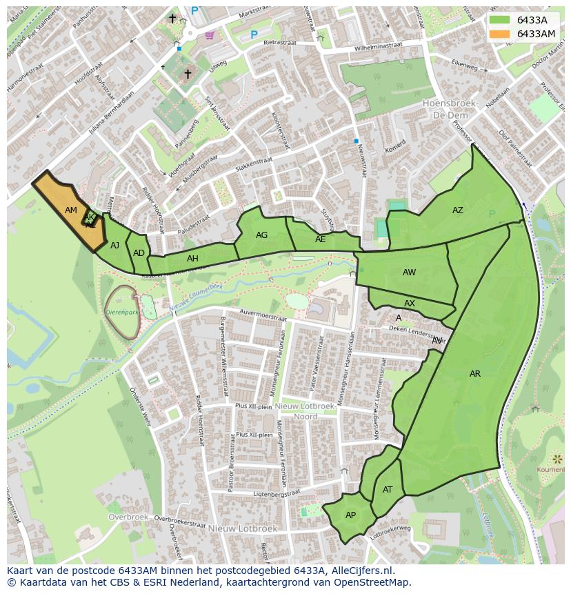 Afbeelding van het postcodegebied 6433 AM op de kaart.