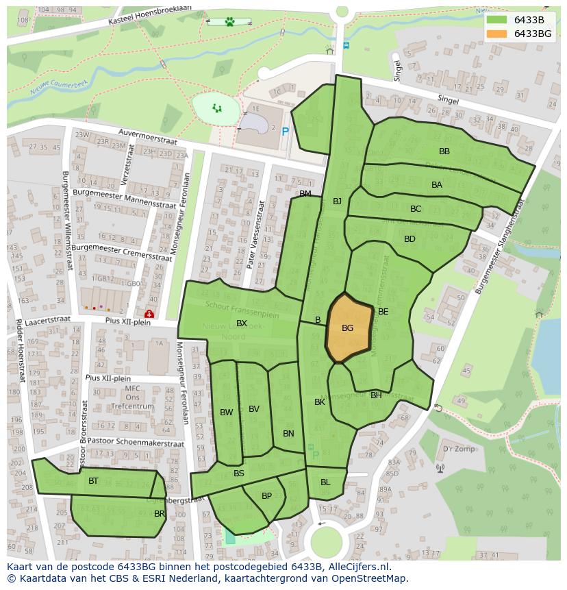 Afbeelding van het postcodegebied 6433 BG op de kaart.