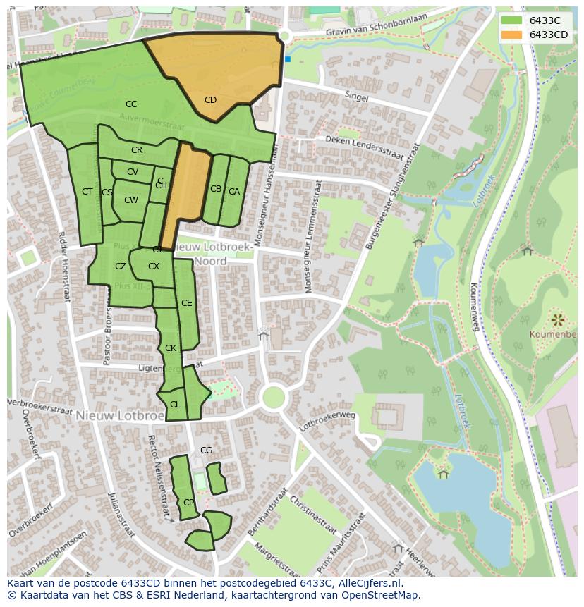 Afbeelding van het postcodegebied 6433 CD op de kaart.
