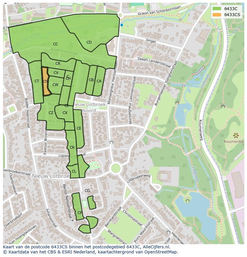 Afbeelding van het postcodegebied 6433 CS op de kaart.