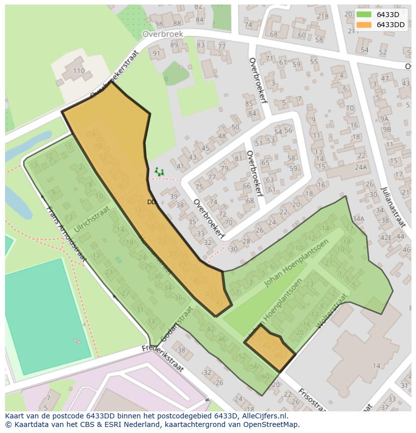 Afbeelding van het postcodegebied 6433 DD op de kaart.