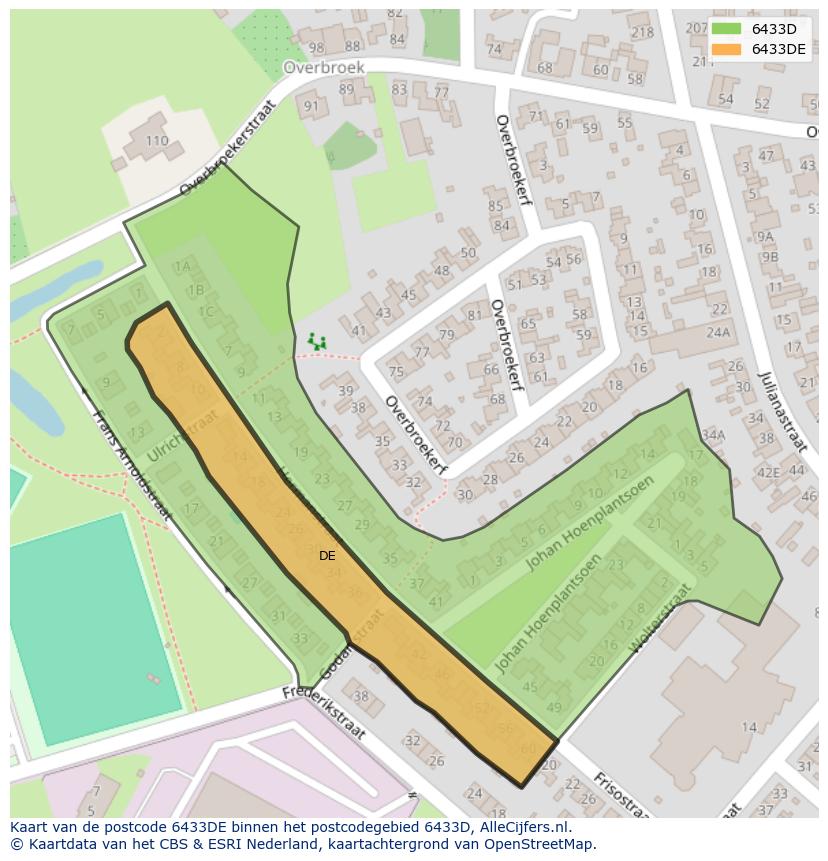 Afbeelding van het postcodegebied 6433 DE op de kaart.