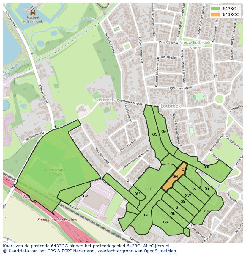 Afbeelding van het postcodegebied 6433 GG op de kaart.