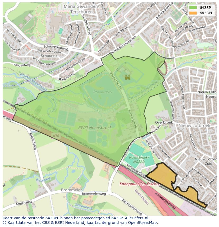 Afbeelding van het postcodegebied 6433 PL op de kaart.