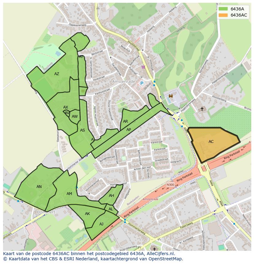 Afbeelding van het postcodegebied 6436 AC op de kaart.