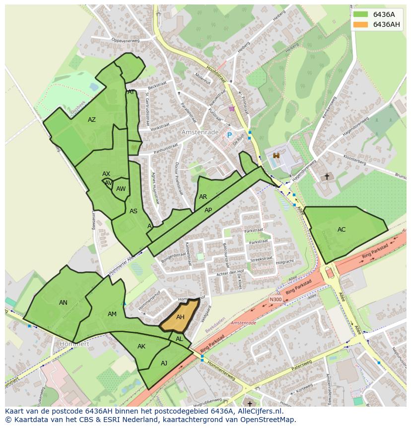 Afbeelding van het postcodegebied 6436 AH op de kaart.