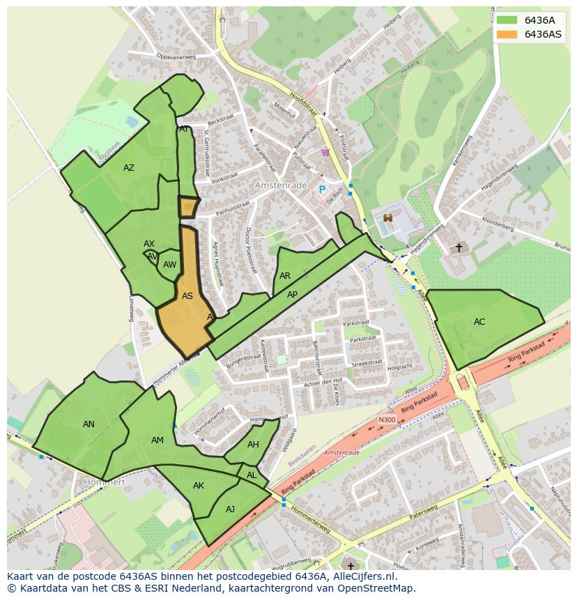Afbeelding van het postcodegebied 6436 AS op de kaart.
