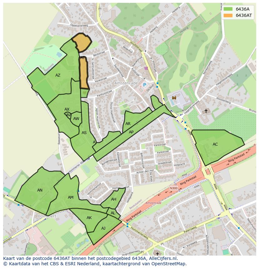 Afbeelding van het postcodegebied 6436 AT op de kaart.