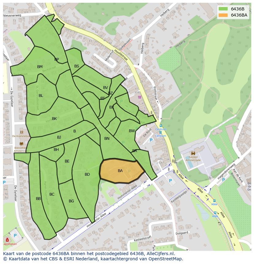Afbeelding van het postcodegebied 6436 BA op de kaart.
