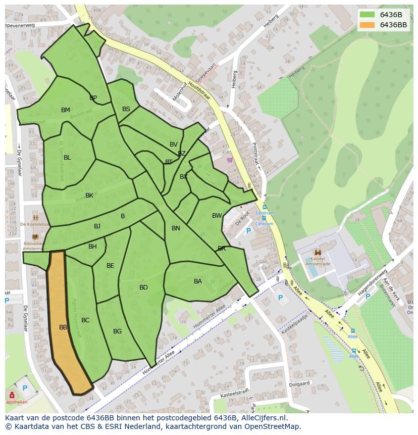 Afbeelding van het postcodegebied 6436 BB op de kaart.
