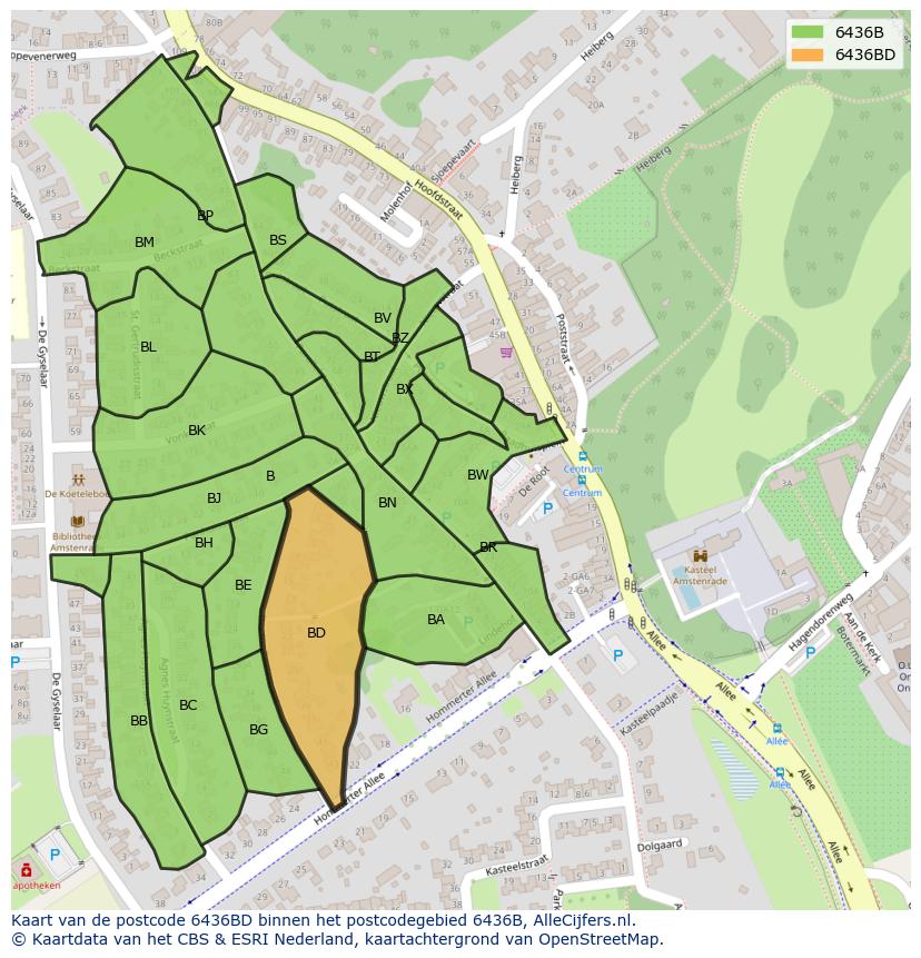 Afbeelding van het postcodegebied 6436 BD op de kaart.