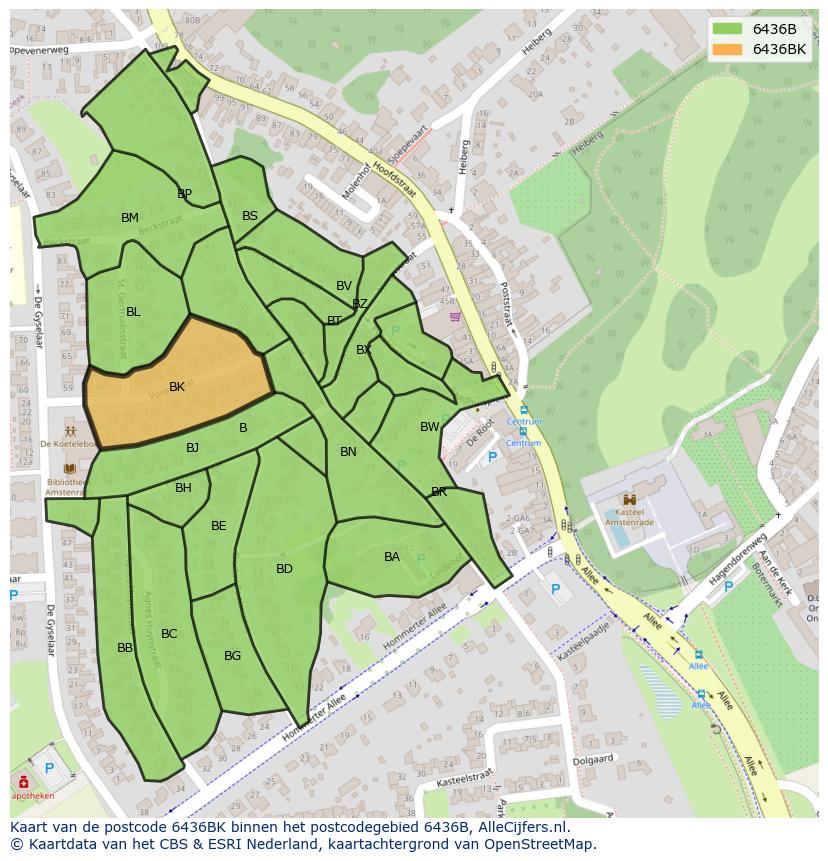 Afbeelding van het postcodegebied 6436 BK op de kaart.