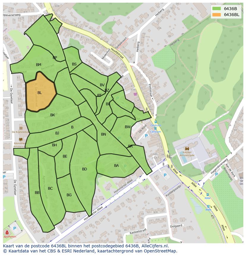Afbeelding van het postcodegebied 6436 BL op de kaart.