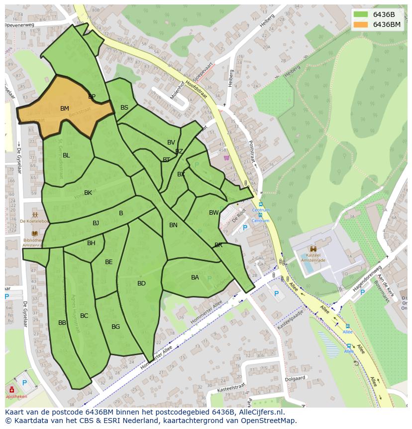 Afbeelding van het postcodegebied 6436 BM op de kaart.