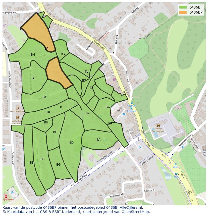 Afbeelding van het postcodegebied 6436 BP op de kaart.