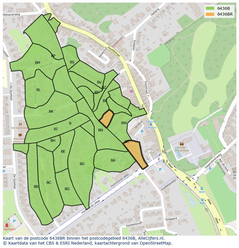 Afbeelding van het postcodegebied 6436 BR op de kaart.