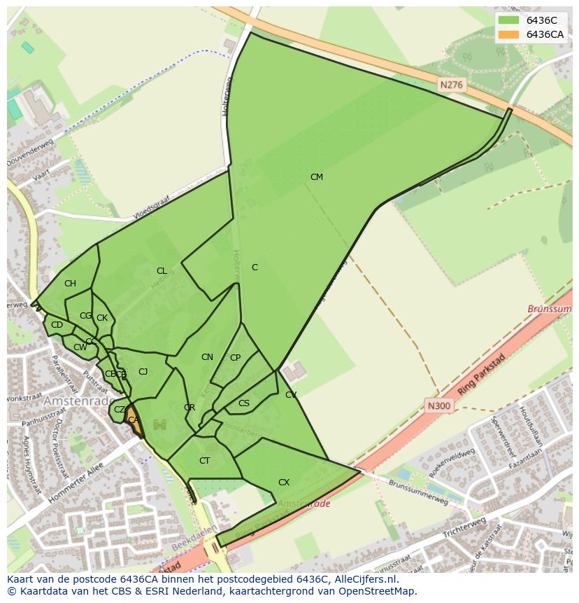 Afbeelding van het postcodegebied 6436 CA op de kaart.