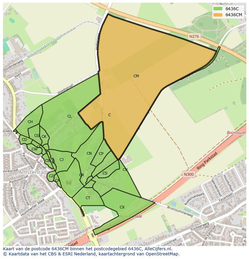 Afbeelding van het postcodegebied 6436 CM op de kaart.