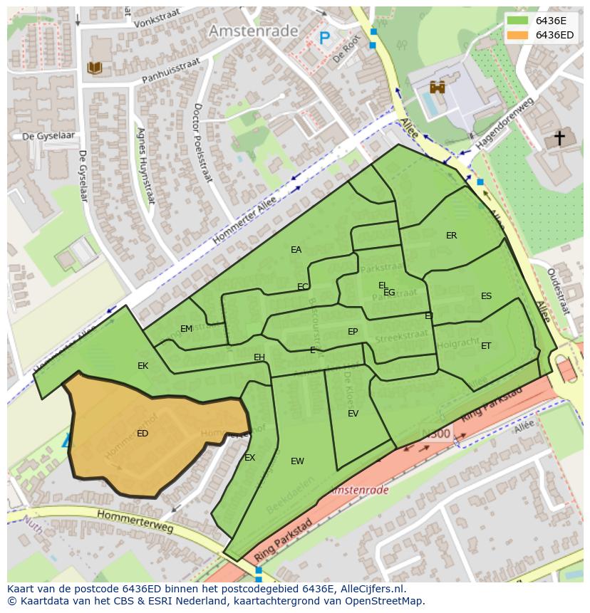Afbeelding van het postcodegebied 6436 ED op de kaart.