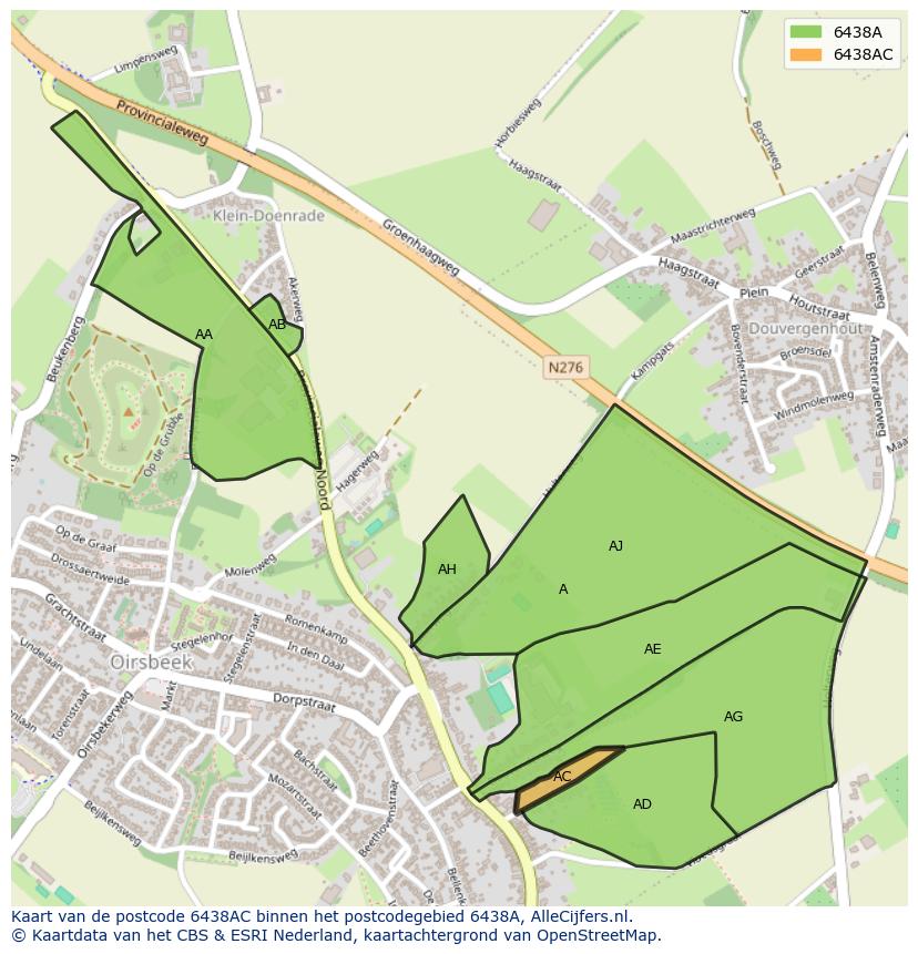 Afbeelding van het postcodegebied 6438 AC op de kaart.