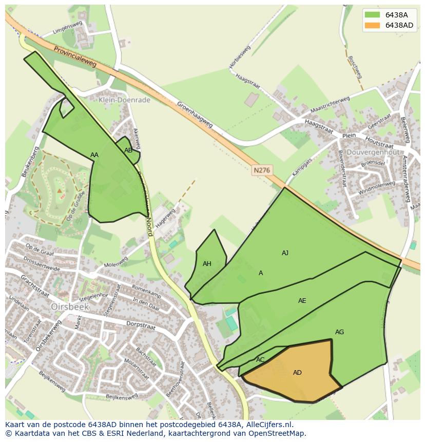 Afbeelding van het postcodegebied 6438 AD op de kaart.