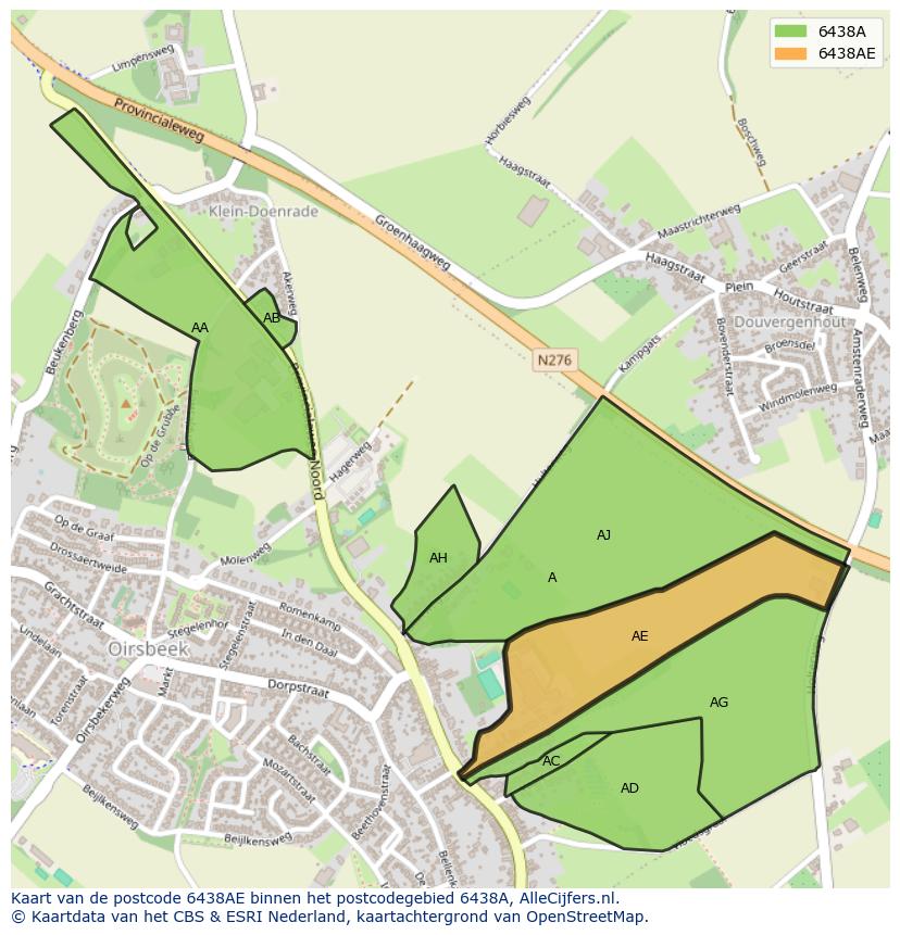 Afbeelding van het postcodegebied 6438 AE op de kaart.