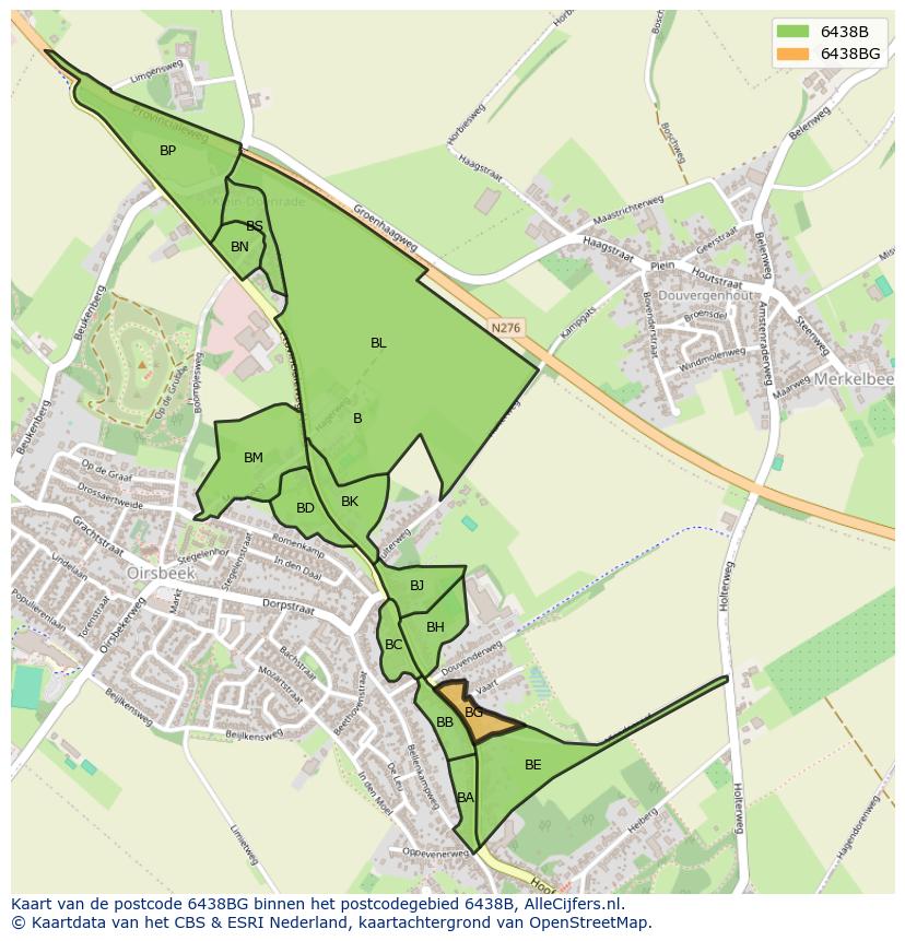 Afbeelding van het postcodegebied 6438 BG op de kaart.