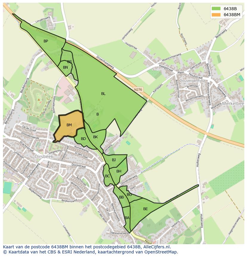 Afbeelding van het postcodegebied 6438 BM op de kaart.
