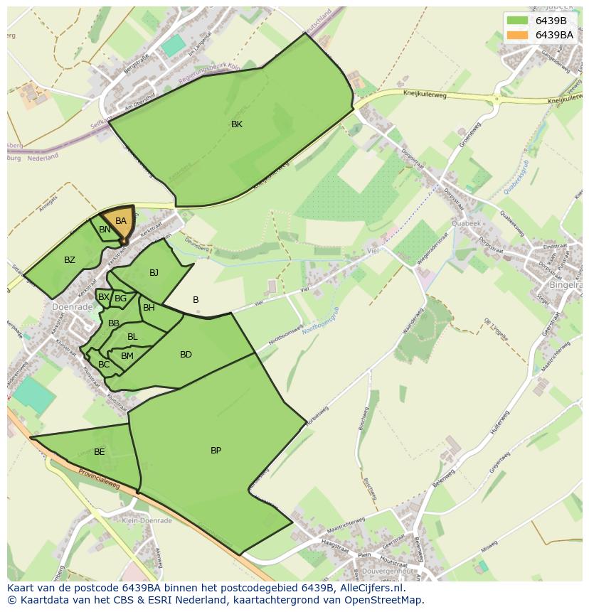 Afbeelding van het postcodegebied 6439 BA op de kaart.