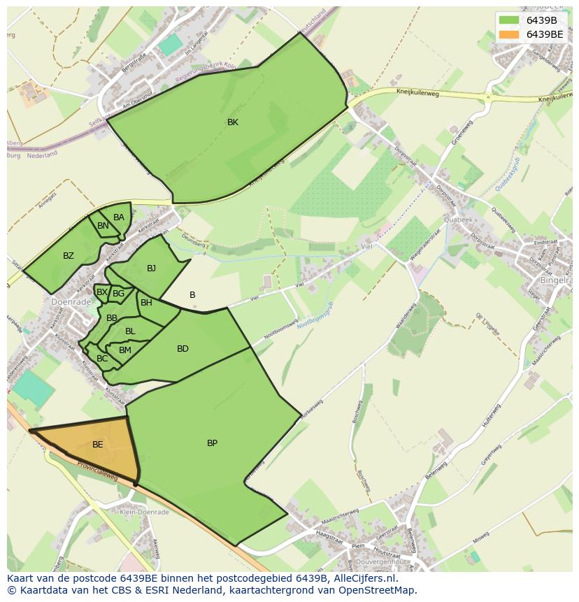 Afbeelding van het postcodegebied 6439 BE op de kaart.