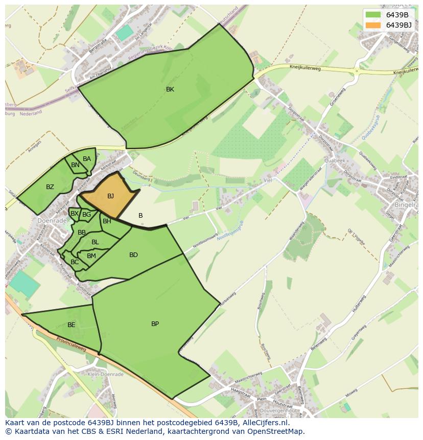 Afbeelding van het postcodegebied 6439 BJ op de kaart.