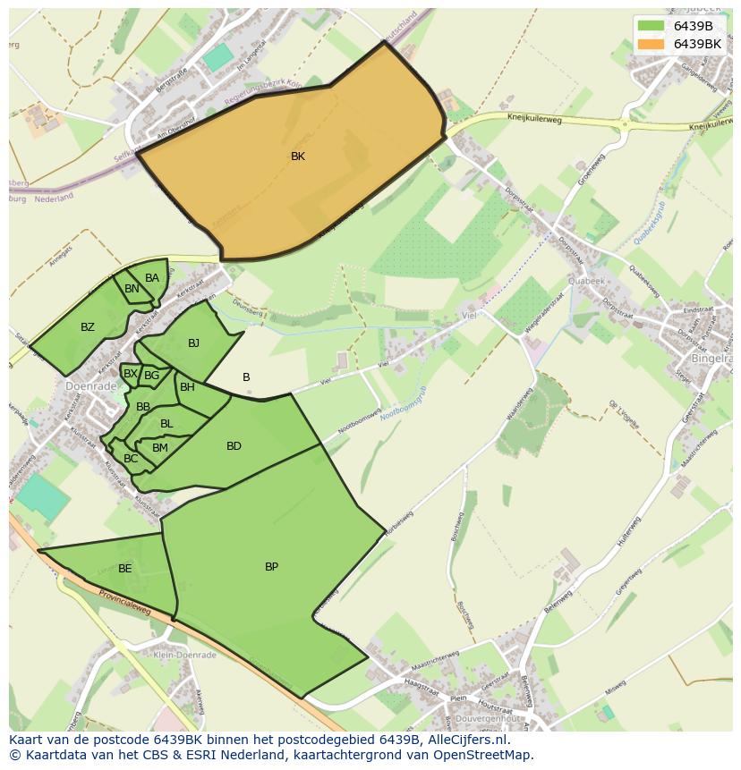Afbeelding van het postcodegebied 6439 BK op de kaart.