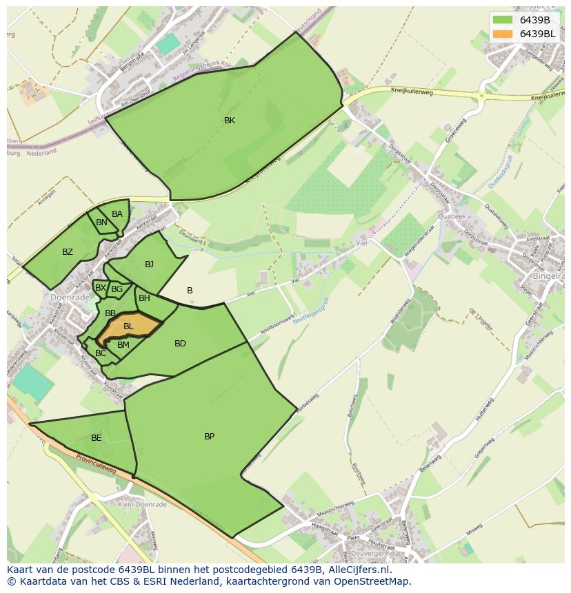 Afbeelding van het postcodegebied 6439 BL op de kaart.