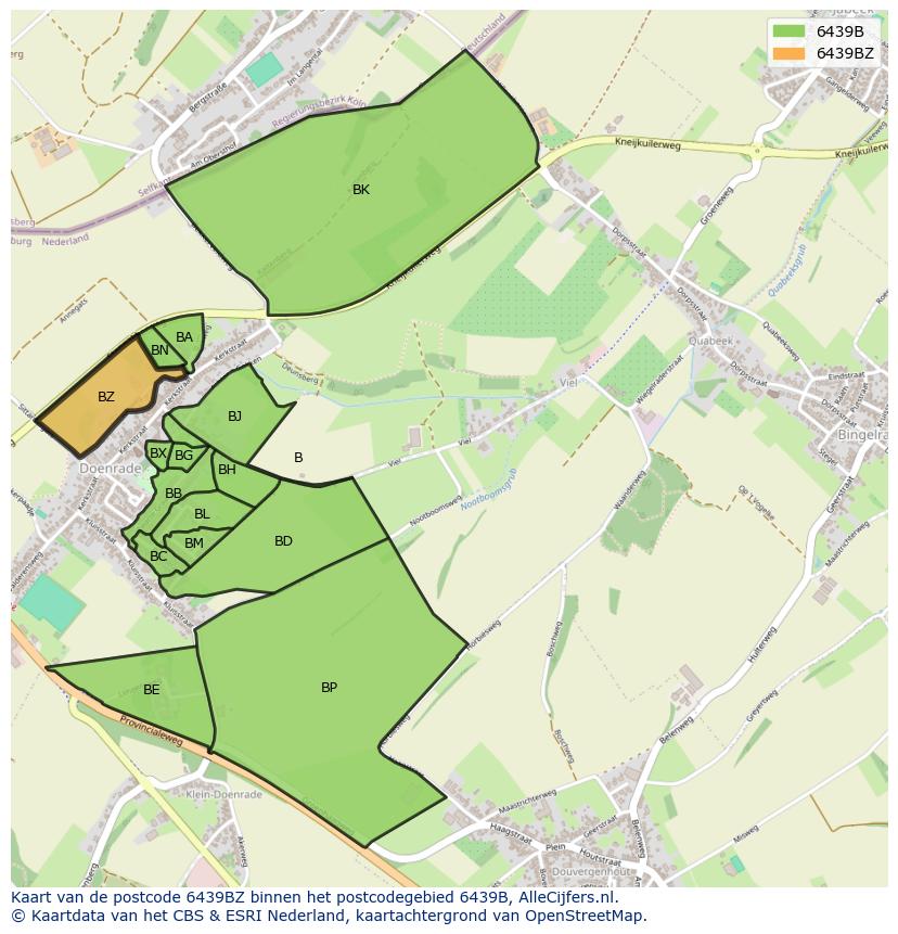 Afbeelding van het postcodegebied 6439 BZ op de kaart.