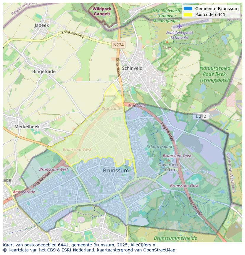 Afbeelding van het postcodegebied 6441 op de kaart.