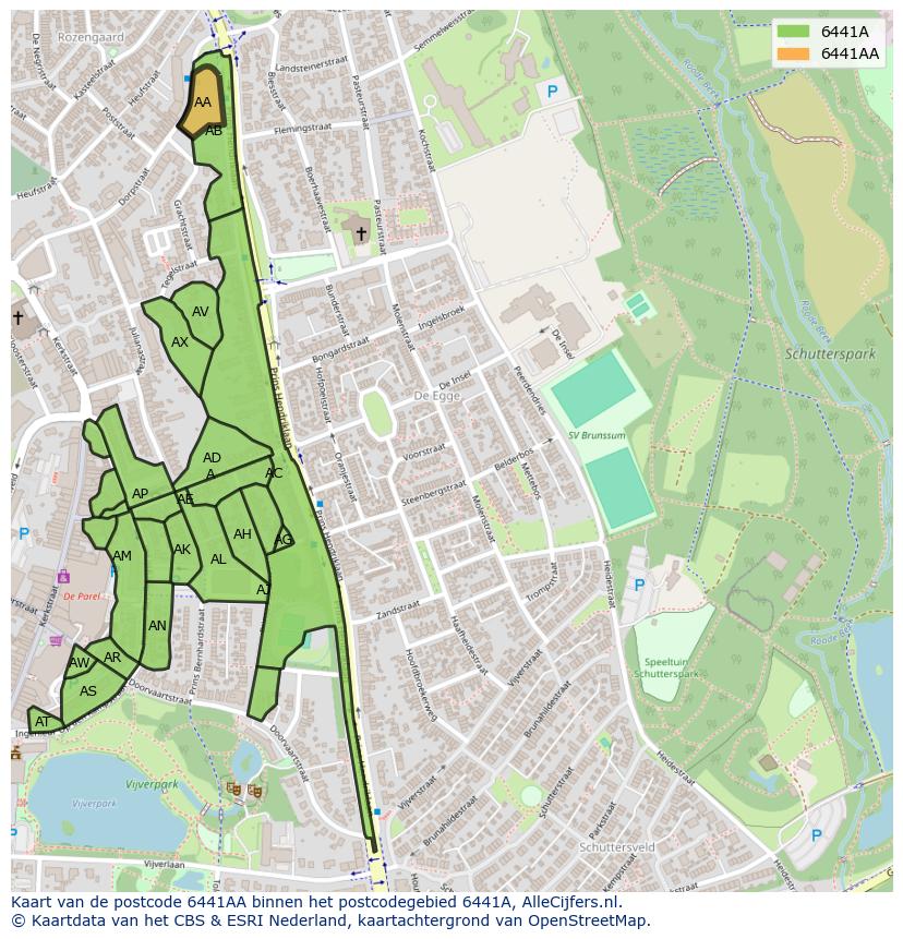 Afbeelding van het postcodegebied 6441 AA op de kaart.