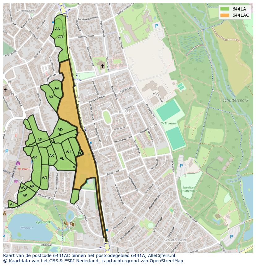 Afbeelding van het postcodegebied 6441 AC op de kaart.