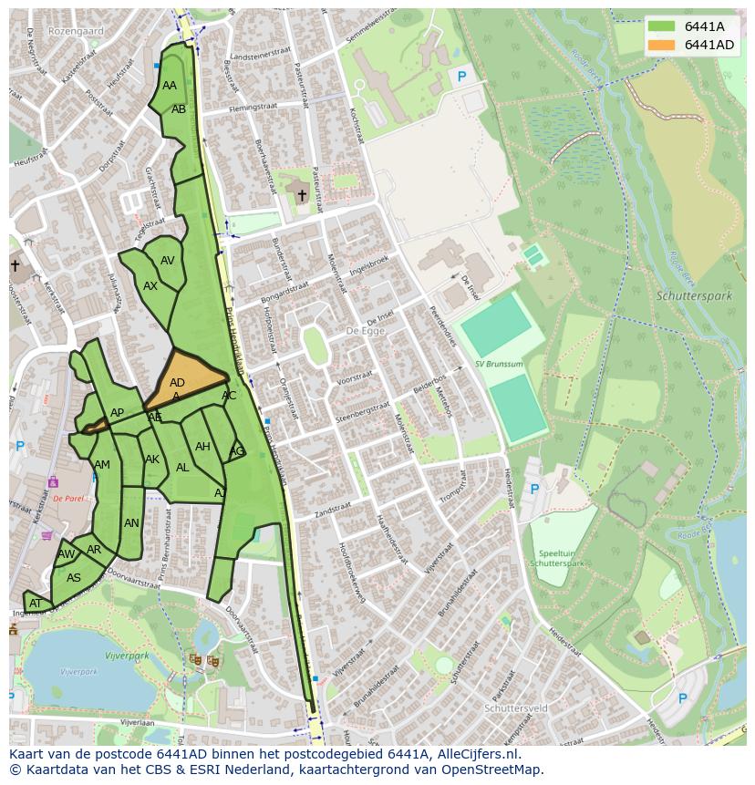 Afbeelding van het postcodegebied 6441 AD op de kaart.