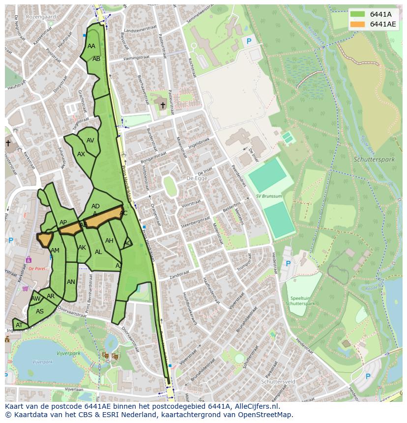 Afbeelding van het postcodegebied 6441 AE op de kaart.