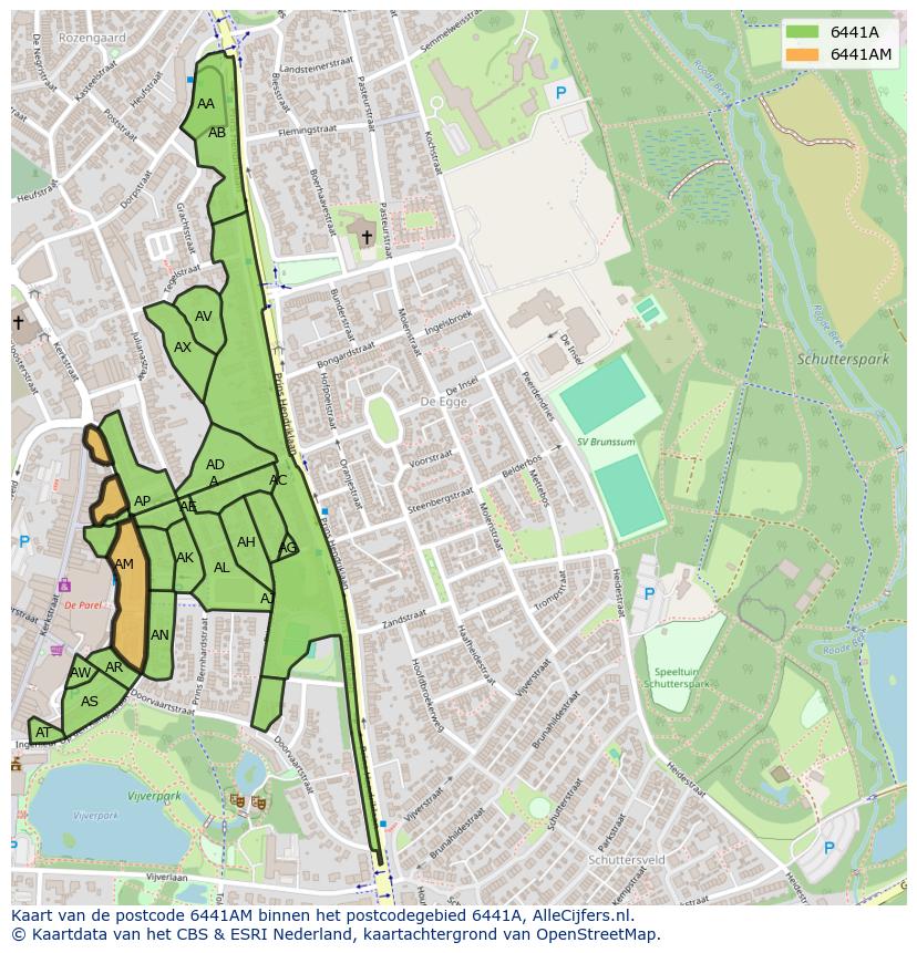 Afbeelding van het postcodegebied 6441 AM op de kaart.