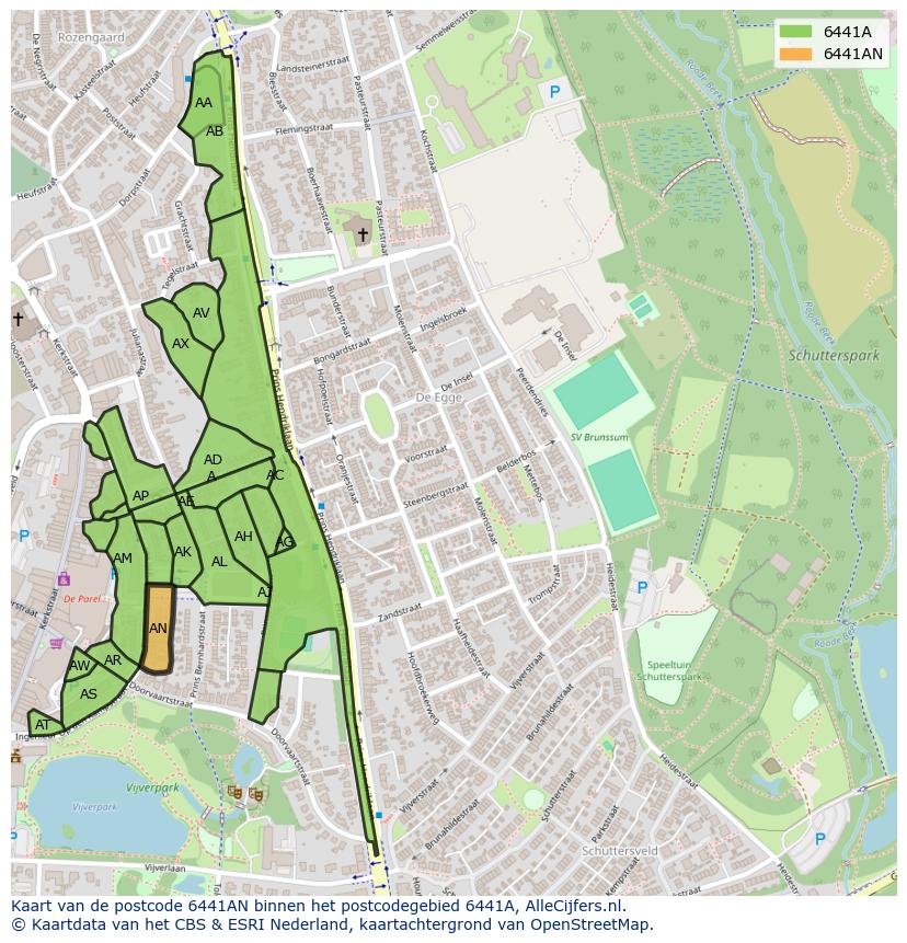 Afbeelding van het postcodegebied 6441 AN op de kaart.