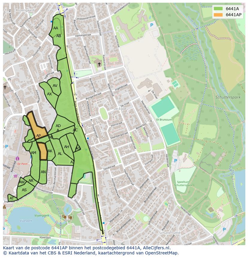Afbeelding van het postcodegebied 6441 AP op de kaart.