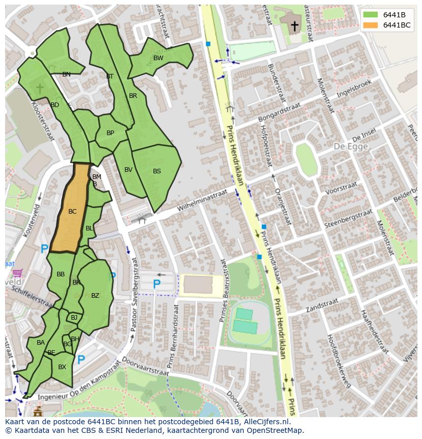 Afbeelding van het postcodegebied 6441 BC op de kaart.
